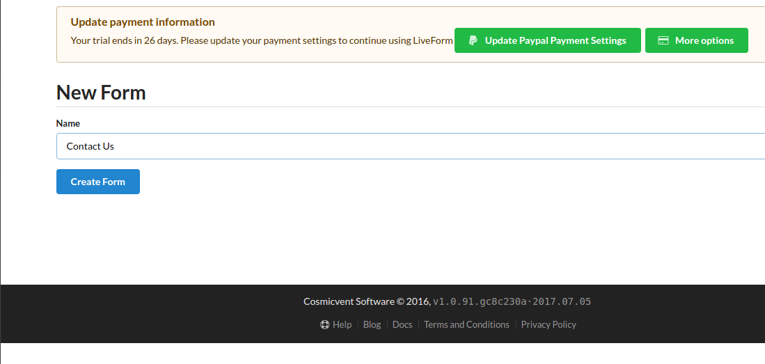 Liveform Example form